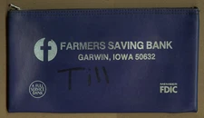 Farmers Saving Bank, GARWIN, Iowa IA, Money, Coin Zipper BANK Deposit Bag