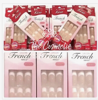 Kiss Long Salon French Artificial Nails Peach 57100  RARE: 10 Pack Deal 