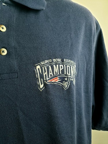 NFL Super Bowl XXXVlll 38 Reebok Polo Size XL Champions Patriots Blue - Picture 3 of 12