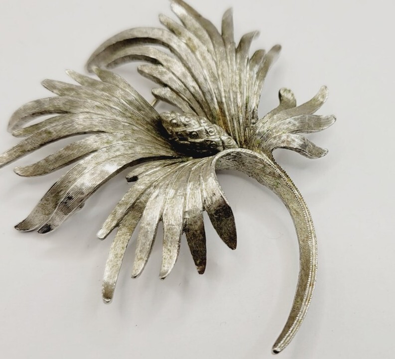 MONET silver tone statement abstract modernist fl… - image 4