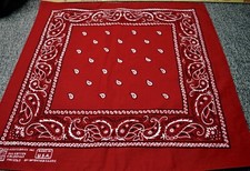 20" X 20" Red Paisley Bandana Paris Accessories USA RN 13960 Vintage