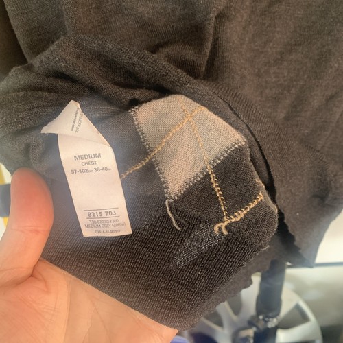 Merinowolle Pullover Marks & Spencer Pulli V-Ausschnitt Argyle Herren Medium Pulli - Bild 12 von 15