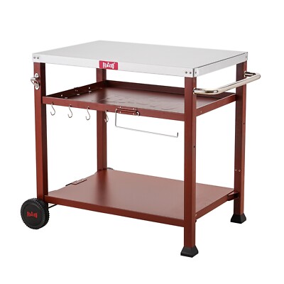 Feasto 3-Shelf Outdoor Grill Cart, Grill Table Pizza Oven Table for Outside