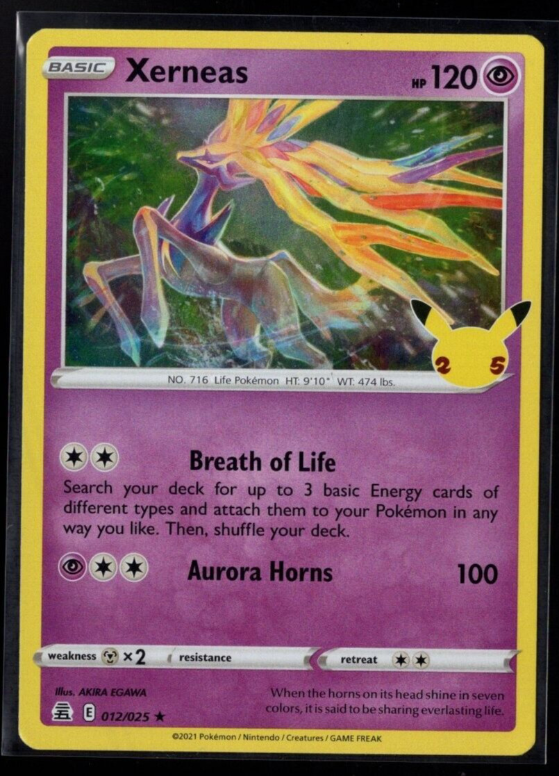 Xerneas 12/25 Holographic Rare 25th Anniversary Celebrations Pokémon TCG NM