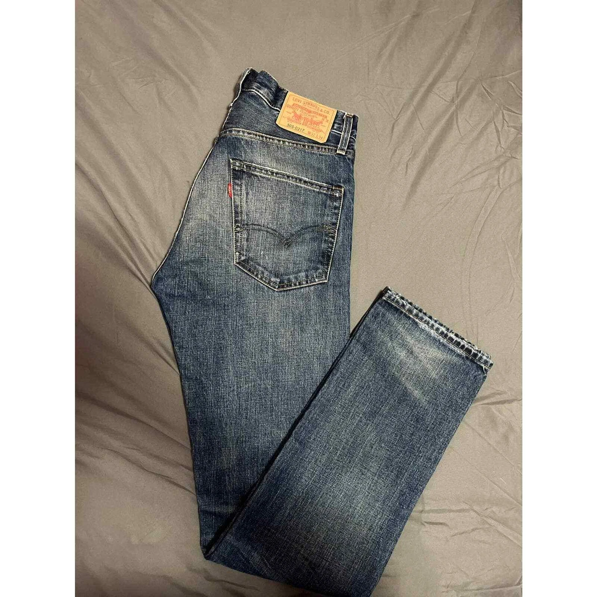 Vintage Levis 505-0217 Big E Selvedge ripped Jeans 32x34