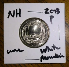  2013 - P Mint - UNC - New Hampshire - White Mountain Quarter + Coin Holder