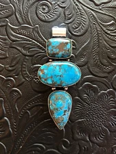 Turquoise Totem Pendant Kingman Blue Hues 2.5" Artisan Handcrafted