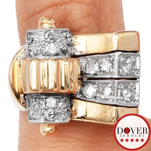 Vintage 0.50ct Diamond 17K Gold Abstract Design Band Ring 8.2 Grams NR