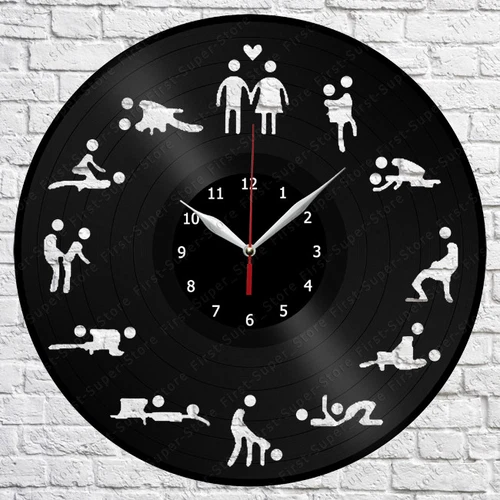 Sexual Position 24 Hours Sex Adult Vinyl Wall Clock Art Home Decor 12" 30cm 517