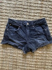 Garage Black Cotton Mid-Rise Zip Fly Distressed Festival Shorts Women's Size 5