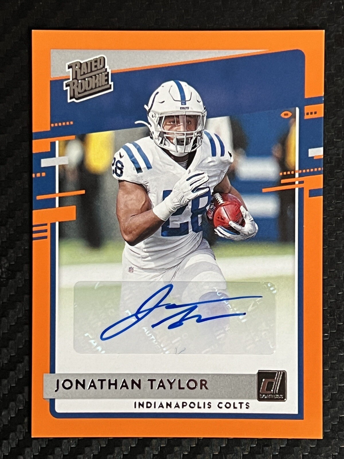 2020 Panini Donruss Jonathan Taylor #317 Rated Rookie Orange Auto Colts