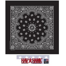  USA Made BLACK PREMIUM PAISLEY BANDANA BANDANNA Scarf Scarve Head Wrap
