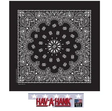*USA Made*BLACK PREMIUM PAISLEY BANDANA BANDANNA Scarf Scarve Head Wrap