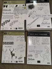 Lot of 4 Stampin Up Partial Variety Holiday Christmas Stamps Missing 1 or 2 Each