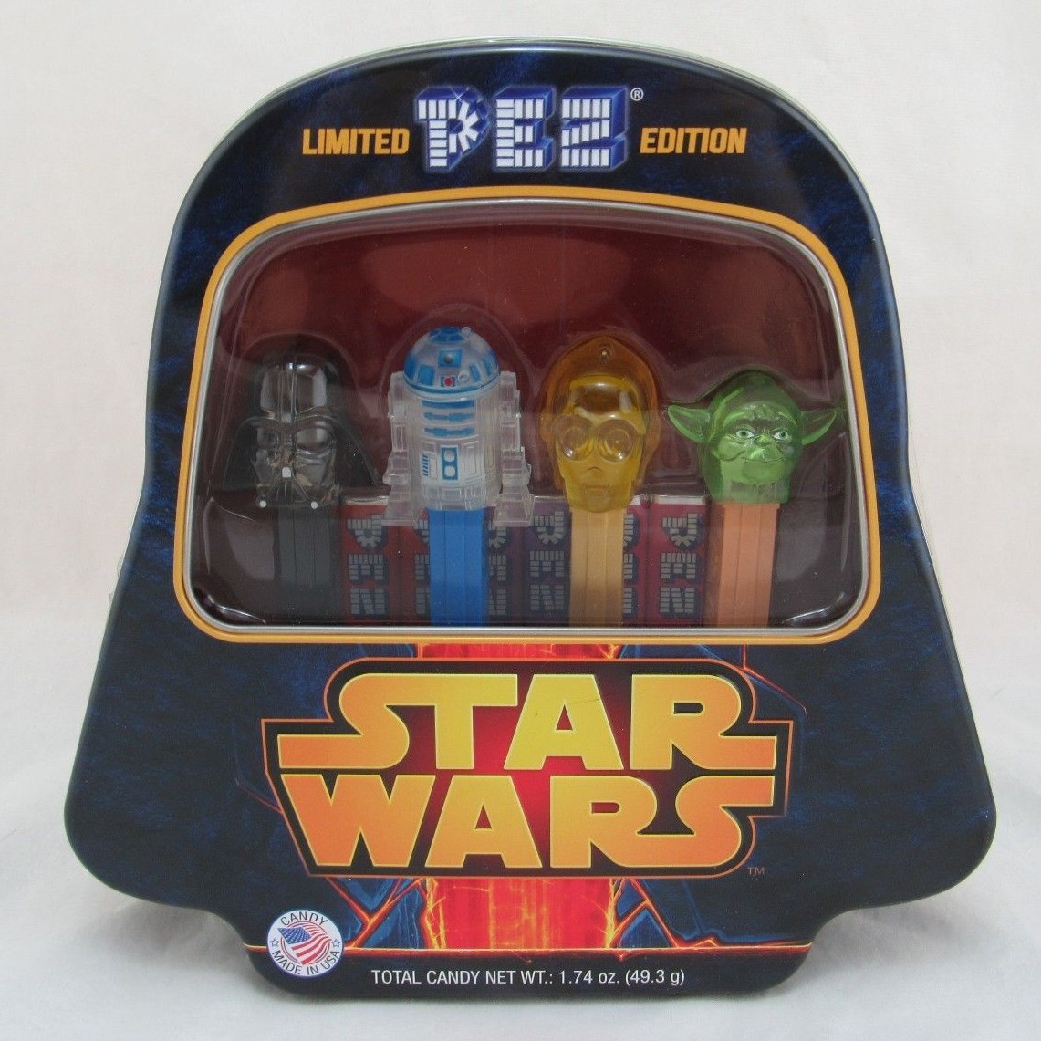 Star Wars PEZ Limited Edition Darth Vader Shaped Tin C-3PO, R2-D2