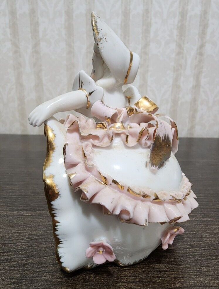 Vtg Geo Z Lefton China KW1698 Porcelain Bloomer Gold Girl Vtg Geo Z Lefton China KW1698 Porcelain Bloomer Gold Girl