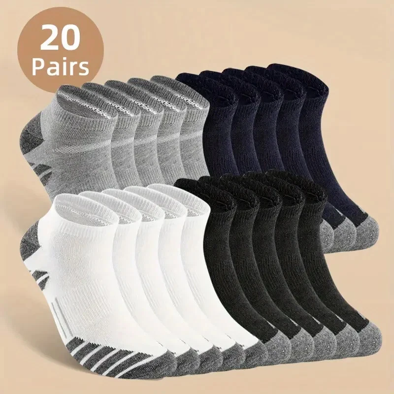 10/20 Pairs Of Men's Anti Odor & Sweat Absorption Low Cut Socks, Comfy & Breezy