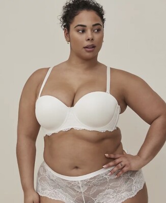 NWT TORRID White Lightly Lined STRAPLESS Smooth Straight Back BRA Size 40D SEXY