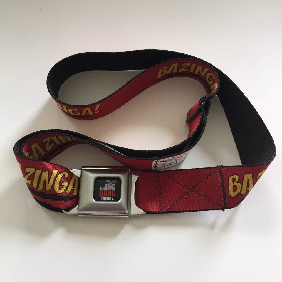 Cinturón de seguridad Big Bang Theory BAZINGA rojo con hebilla de cómic auténtico con hebilla  Foto 2 de 4
