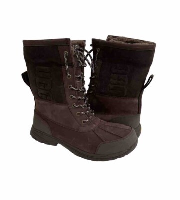 UGG MEN BUTTE LOGO BURNT CEDAR WATERPROOF SHEARLING Boot US 