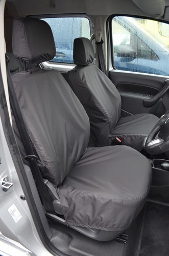 Black Waterproof Front (NoFold) Seat Covers for Renault Kangoo ZE e-Tech 2011-21 - Picture 2 of 2