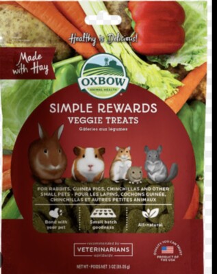 Oxbow Simple Rewards Veggie and Hay Blend Treats for Rabbits, Guinea Pigs, Chinc