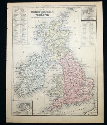 その他 Collecting Antique Maps Antique Map 1865 Great Britain Ireland Denmark Sweden Norway