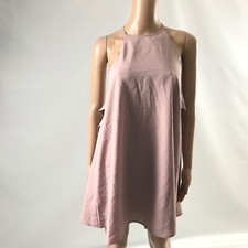 Re:named Women’s Mini Slip Dress Size S Pink Mini Halter Flowy Solid Sleeveless 