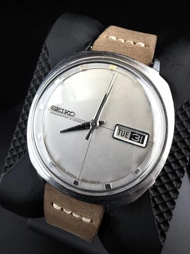Vintage Seiko Sportsmatic 5 6619 Automatic Day Date Runs Silver Dial Japan