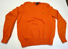 Polo Ralph Lauren Orange Pima Cotton Crewneck Sweater Men  s Size L - Vtg