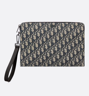 Dior Pre-Owned Authentic Clutch 2ESCA421YKY_H27E Beige and black oblique print