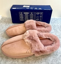 New Pink Faux Fur Lined Memory Foam Women s Slippers / Sz 10.5/11