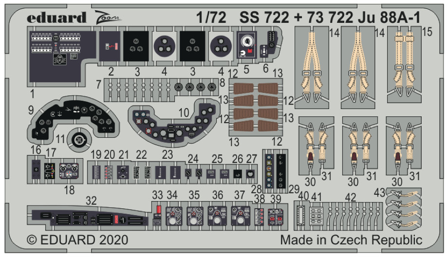 Eduard Accessories SS722 - 1:72 Ju 88A-1 For Revell - New