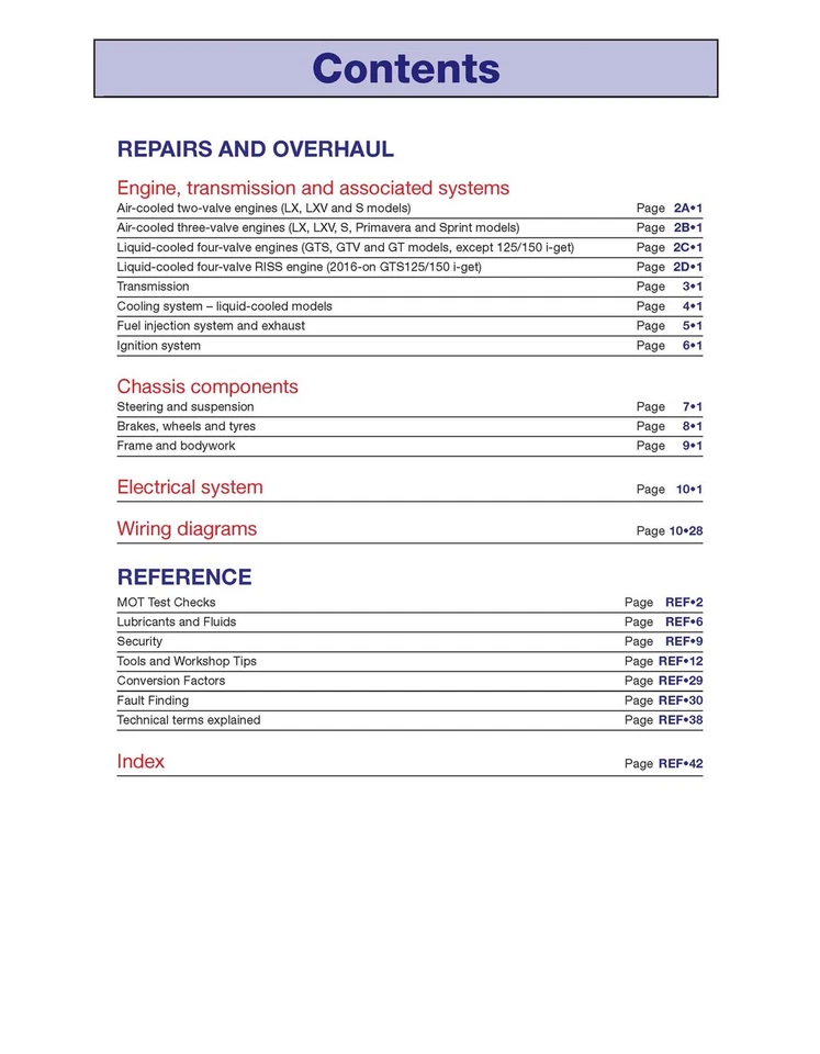 Vespa GTS, GTV, LX & S 125 to 300 (2005-2018) Haynes Repair Manual - Image 4 of 4
