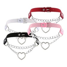 PU Leather Choker Necklace Jewelry Goth Punk Collar Chain for Women Girl