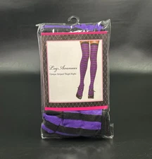 Striped Black/Purple Thigh High Stockings One Size Halloween Costume Accessories