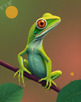 Green Anole Pop Art 8X10 Print