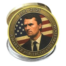 Charlie Kirk 1993–2025 Memorial Golden Coin Champion of Christ Truth Freedom USA