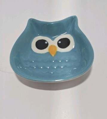 Small Owl Trinket Jewelry Dish Ceramic Glazed  3''x3''