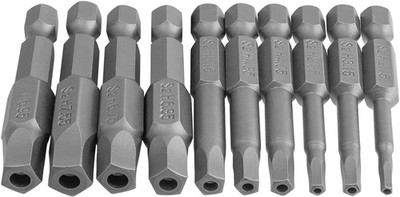 10 Pieces Torx Star 5 Point Security Tamper Proof Screwdriver Bits with 1/4'' Hex
