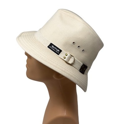 White Panama Jack Safari Outback Fedora Brim Sun Canvas Hat sz Large