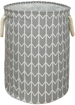 VAIVUSTO Round Laundry Basket Storage Bins Nursery Hamper Large, grey arrow