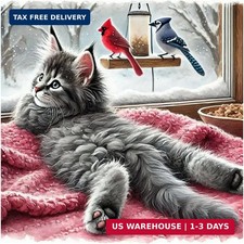 Diamond Painting Kits Cat for Adults, Diamond Art Kits for Beginner, DIY 5D Roun