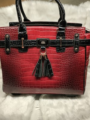 JKM & Company Westlake Burgundy & Black Women's Rolling CPU Carry all Bag 