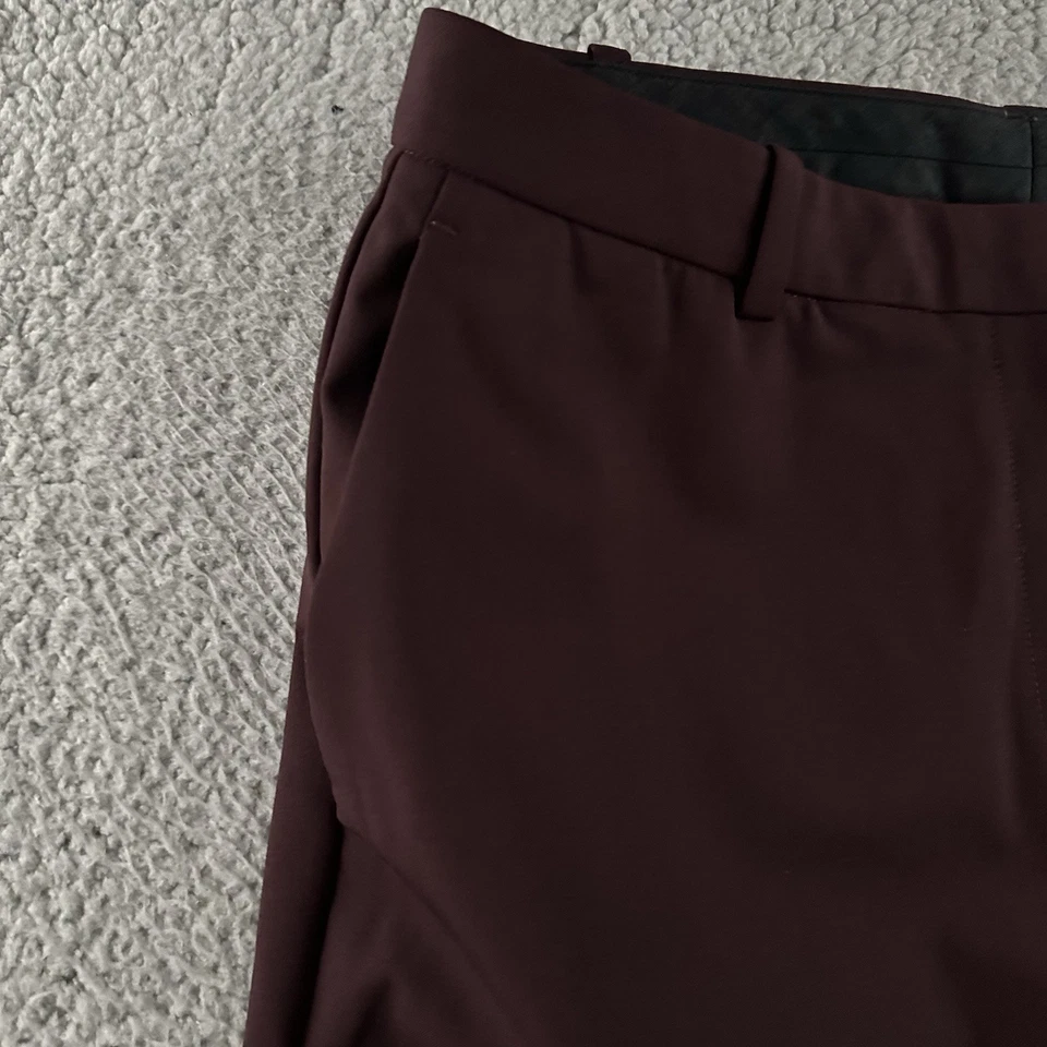 Pantalones para mujer Theory borgoña talla 6 carrera oficina tiro alto pierna ancha mezcla de lana Foto 3 de 4