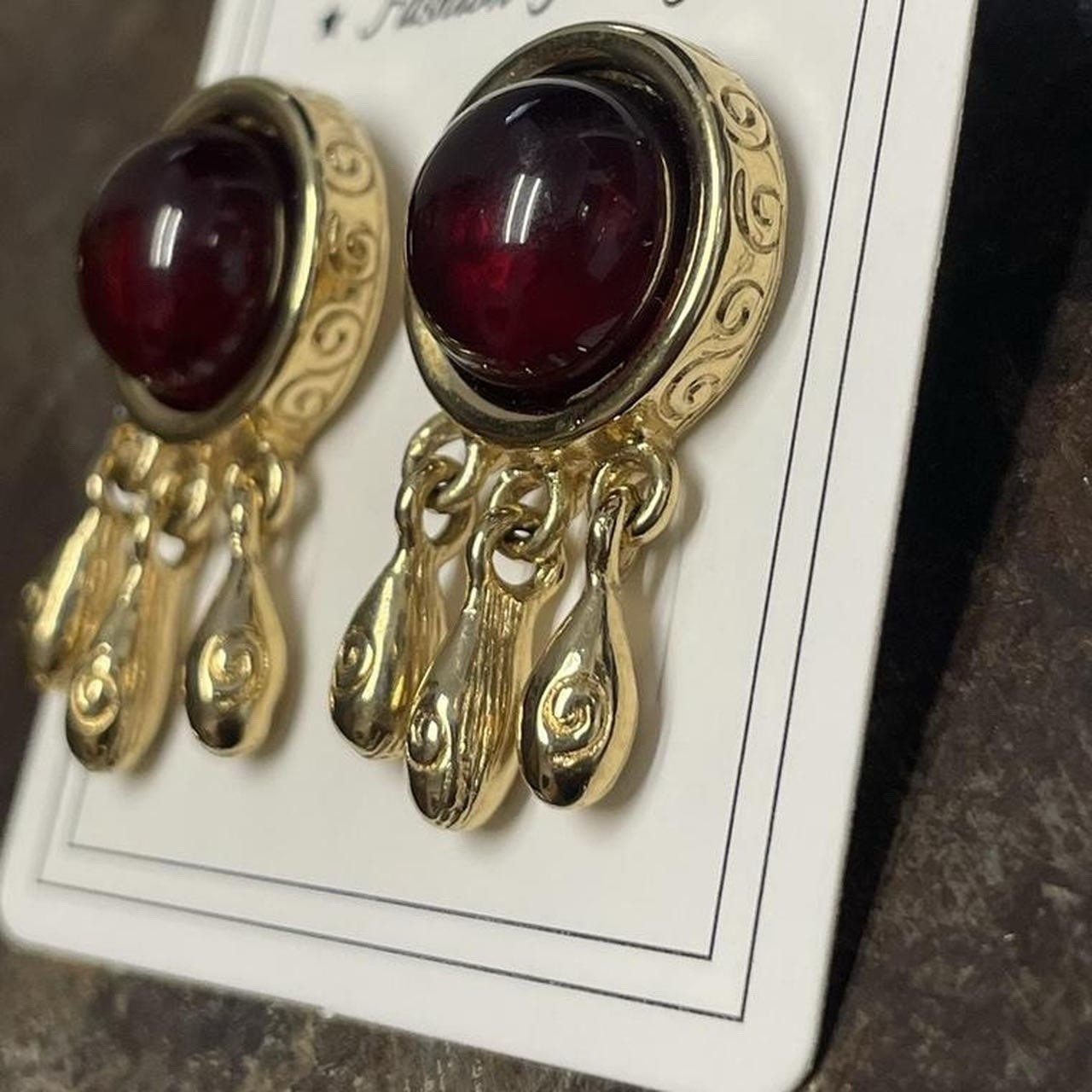 Givenchy Gold and Red Drop Earrings  thumbnail 2