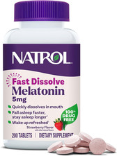 Melatonin 5 Mg Fast Dissolve Tablets, Strawberry, 200 Count  Dietary Supplement