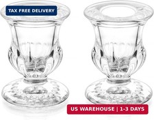 Glass Taper Candle Holders, Clear, Pack of 2