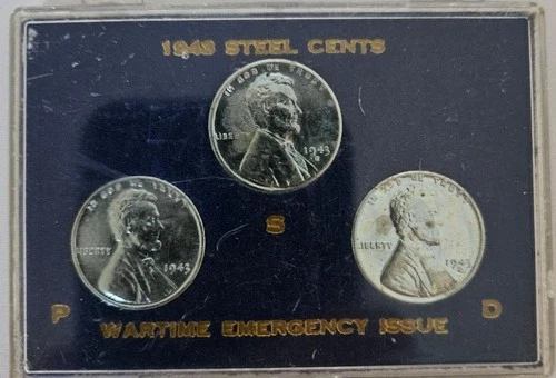 1943 P,D&S Steel Penny Uncirculated Set