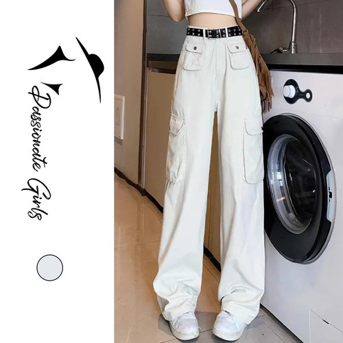 Effortlessly Cool Women's Fashionable White Loose Fit High Waisted Trousers